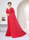 Red Latest Designer heavy Party And Wedding Wear Heavy Siroski Hot Fix Stone Work folder Piping Saree Collection 2867